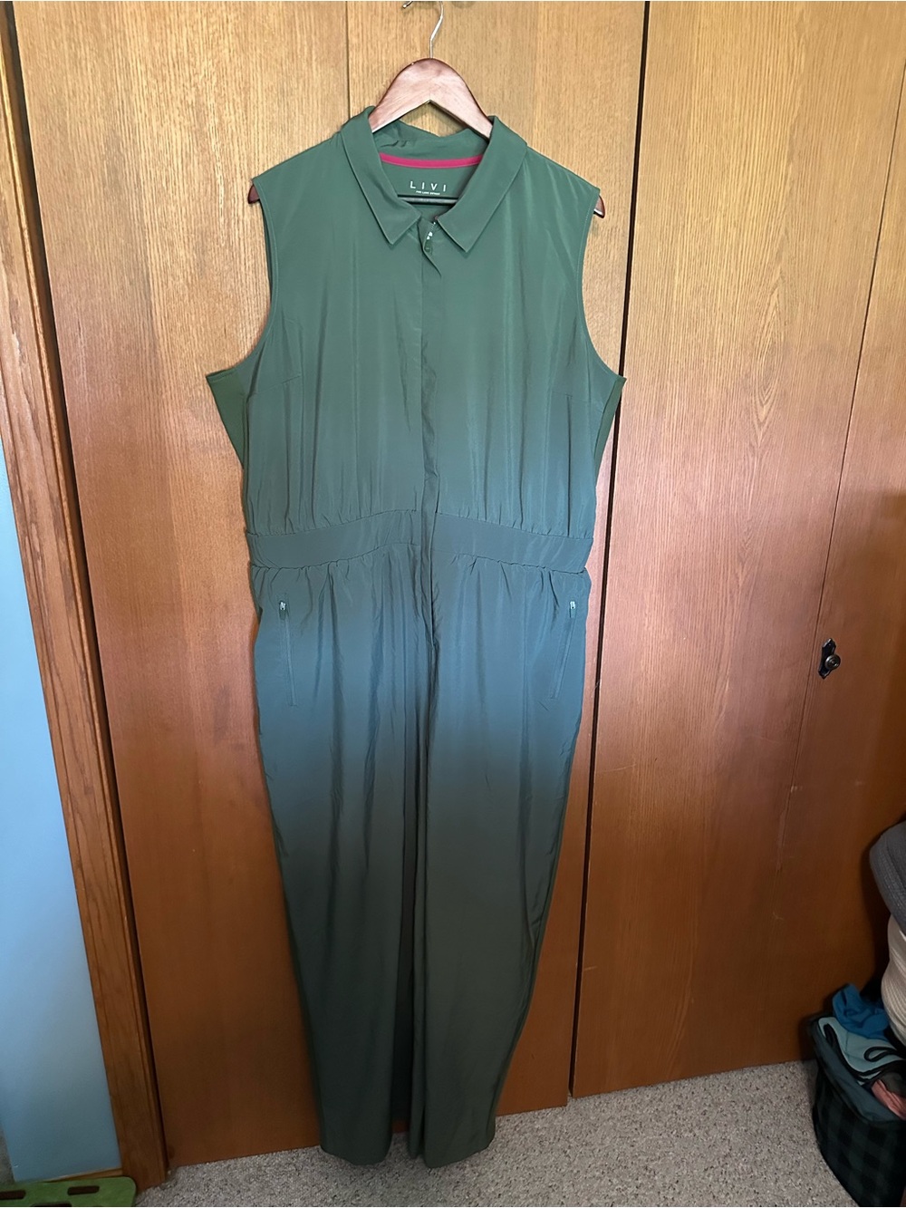 Lane Bryant Sleeveless Olive Green Midi Jumpsuit